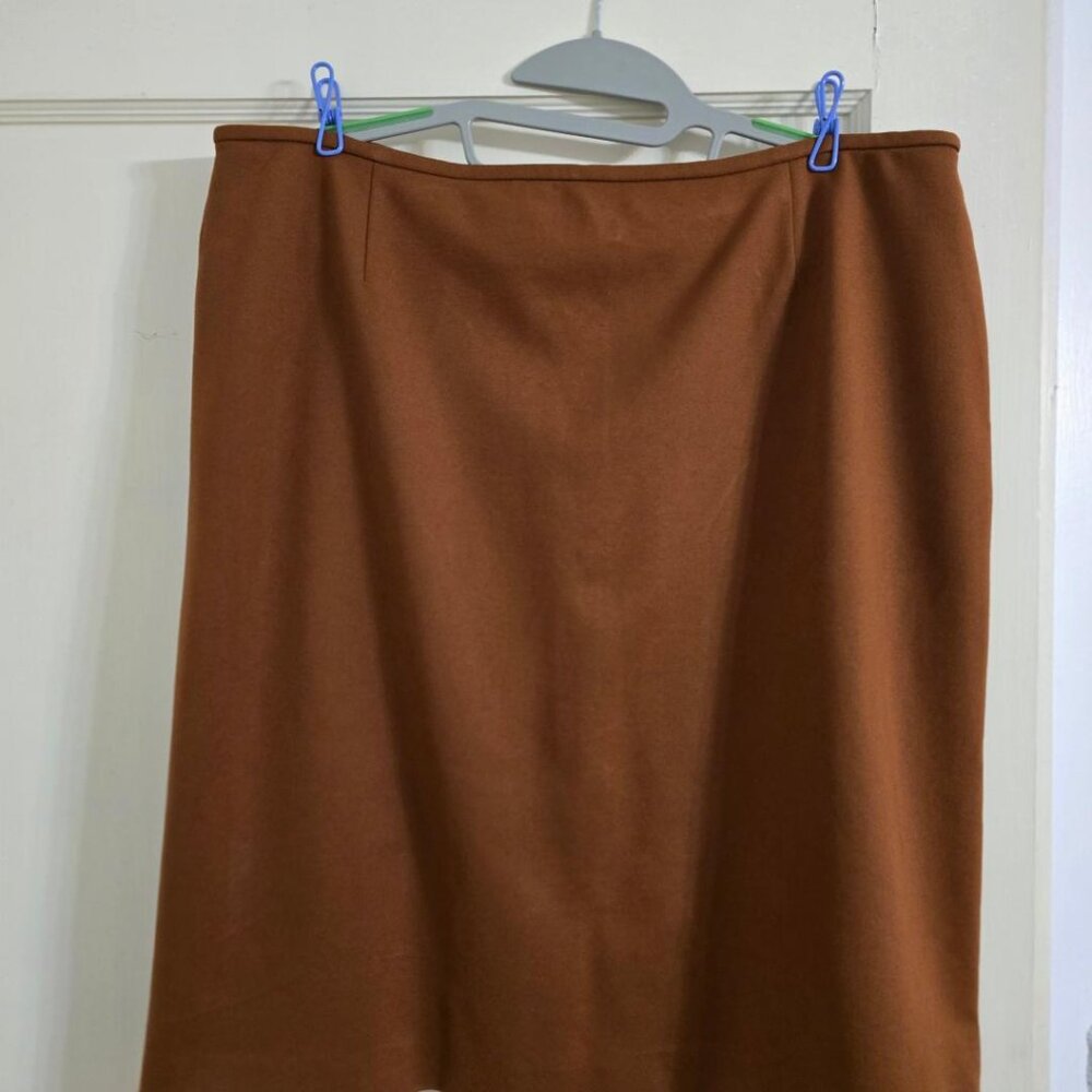 14  Preston & York Brown Lined Ponte Professional Casual Pencil Midi Skirt